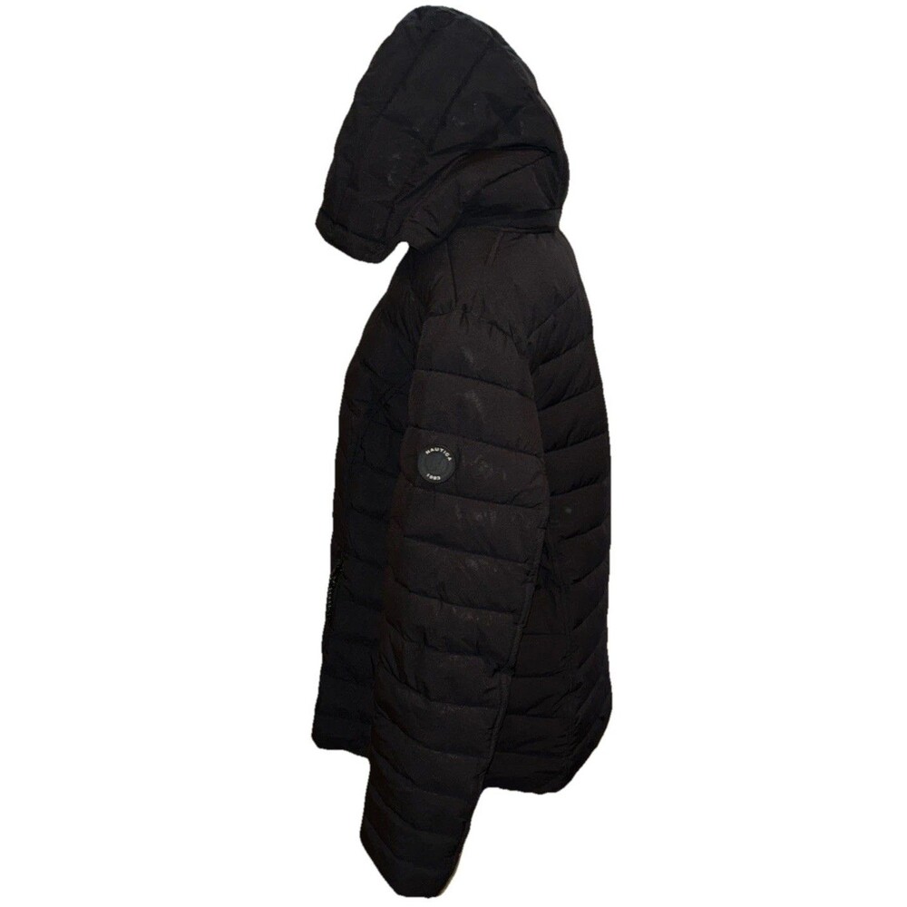 Nautica XXL Black Puffer Long Sleeve Jacket W/Bag Detachable Hood